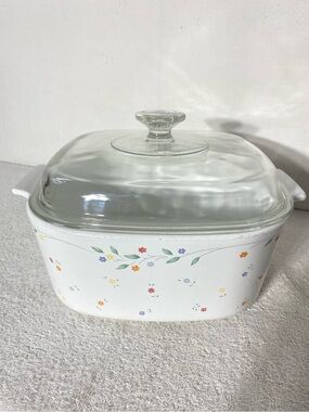 Vintage CorningWare English Meadow 5L Casserole Dish A-5-B with Glass Lid